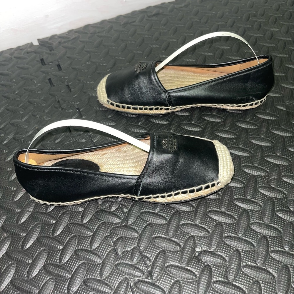 Coach Leather Espadrilles Flats Black Leather Size 6 - Picture 5 of 9